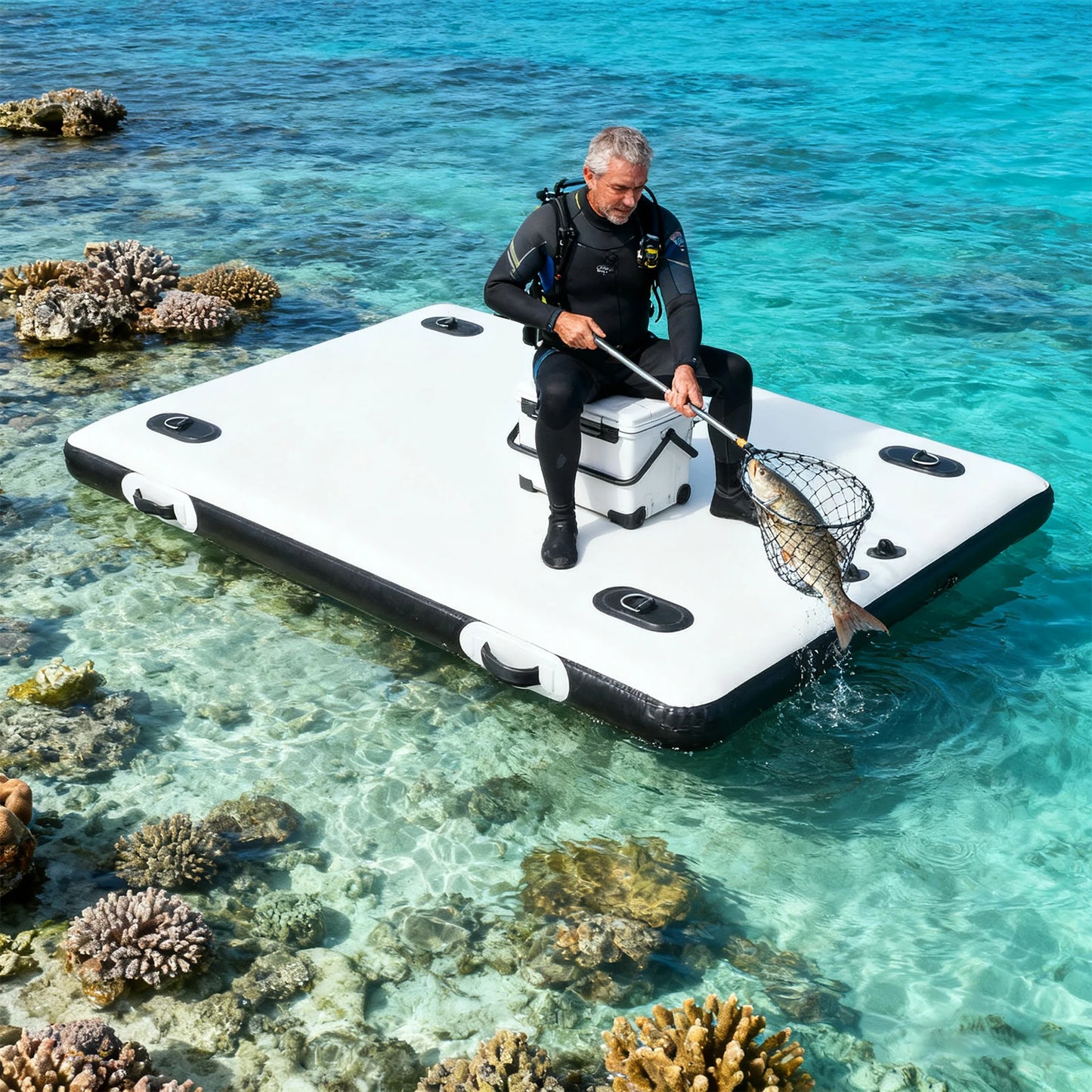Inflatable Floating Platform Boat For Lake And Pool 8 PSI