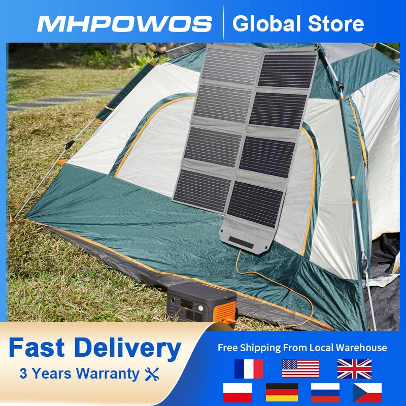 MHPOWOS Foldable Portable Solar Panel 80W 120W RV Camping
