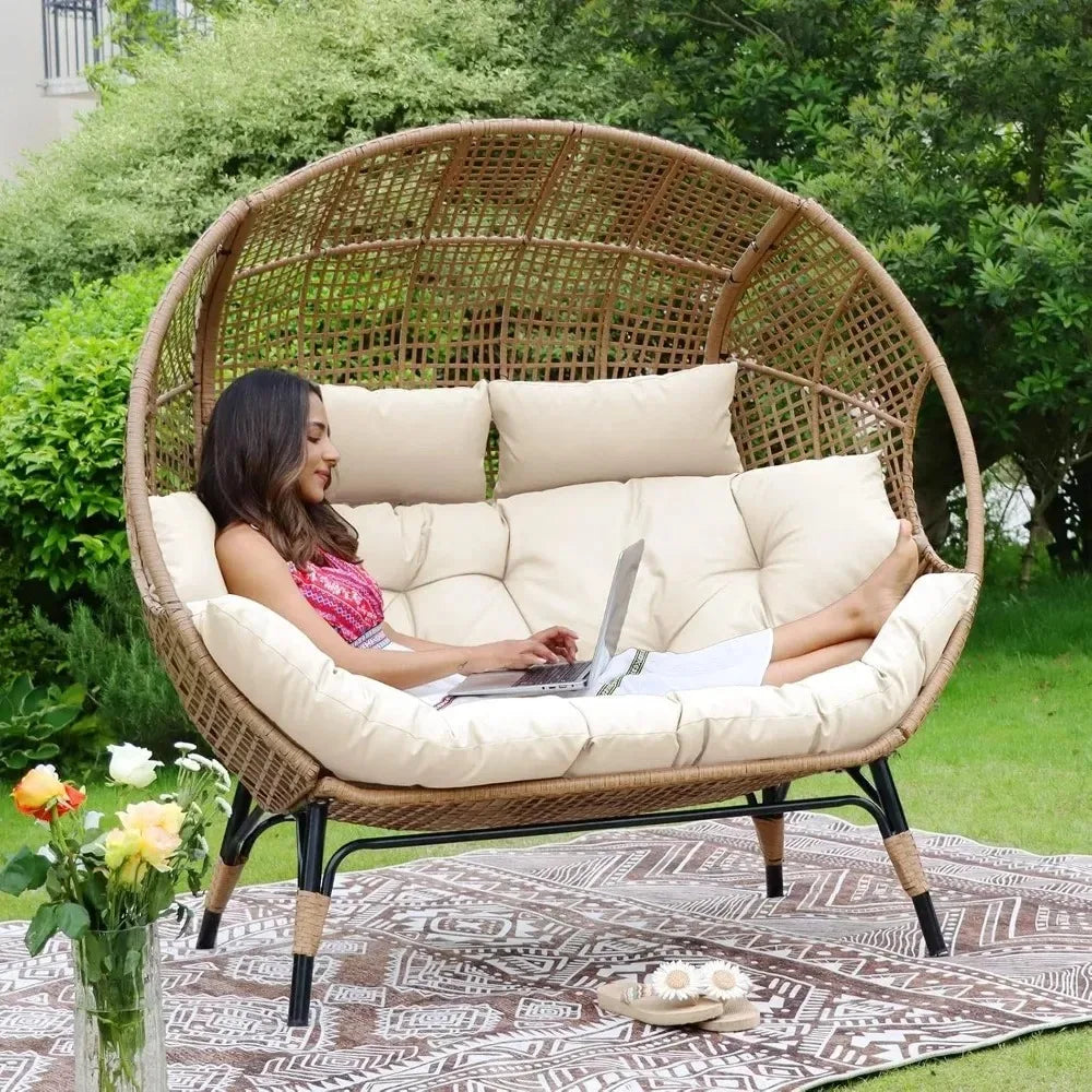 Double Egg Outdoor Lounge Chair For Patio Two Person