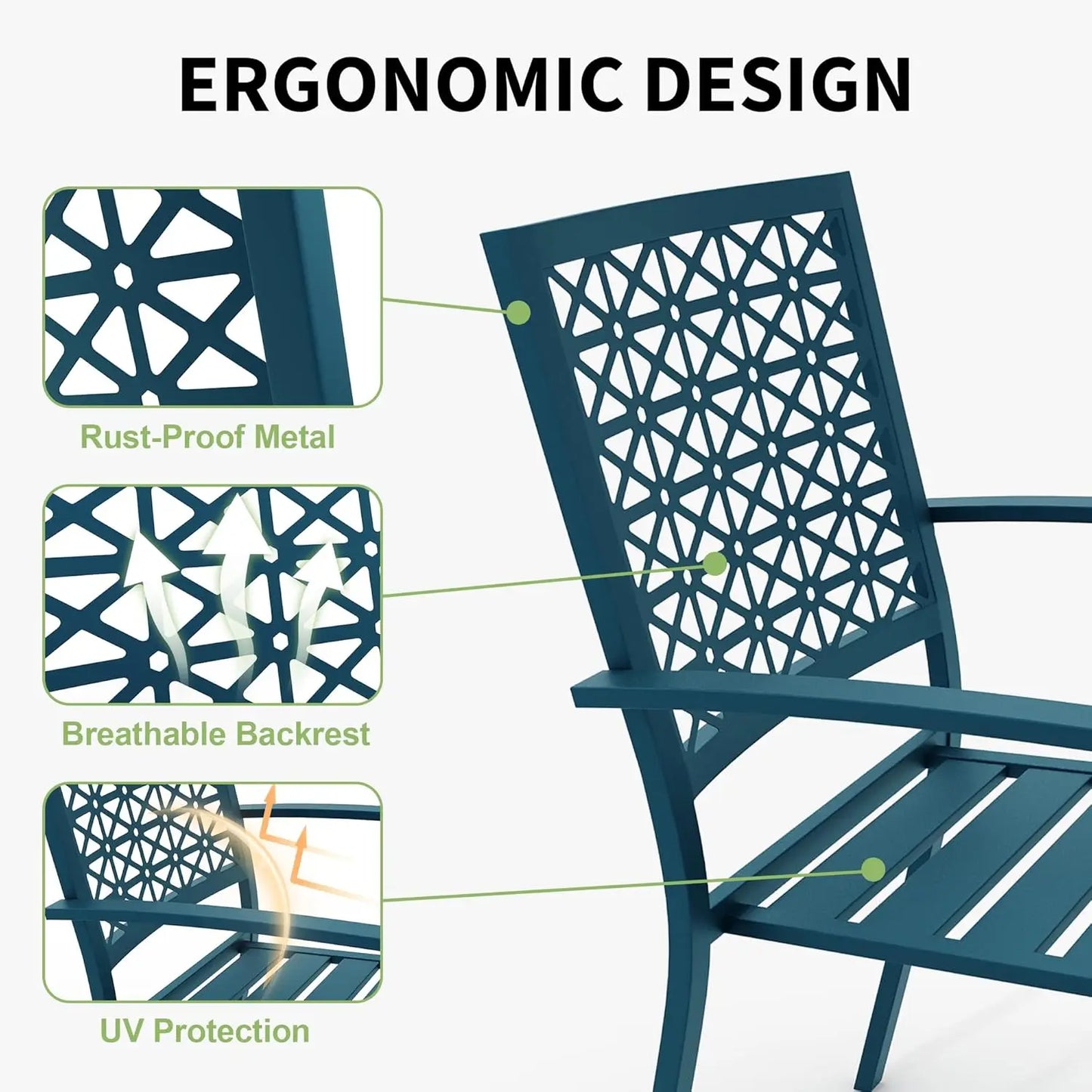TWISTER.CK Patio Bistro Set 3-Piece Outdoor Table And Chairs