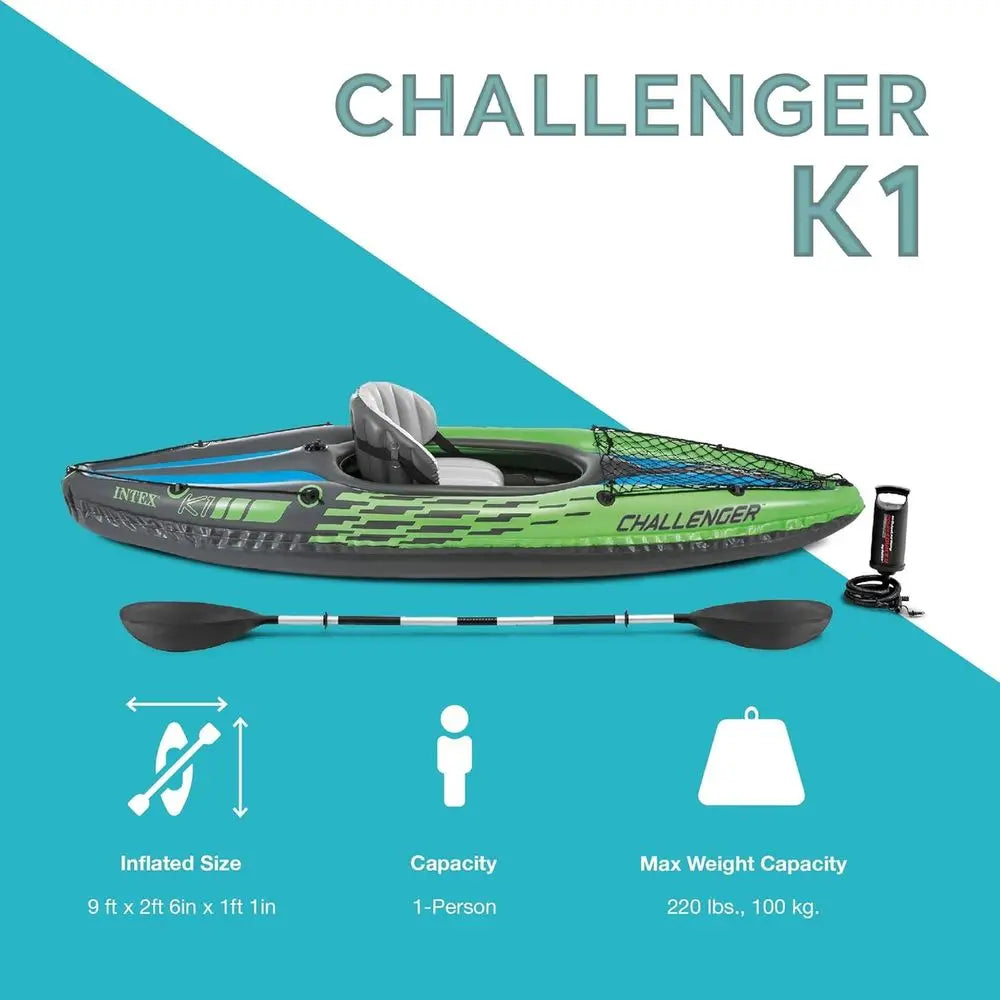 Deluxe Inflatable Kayak With Paddles And High Output Pump