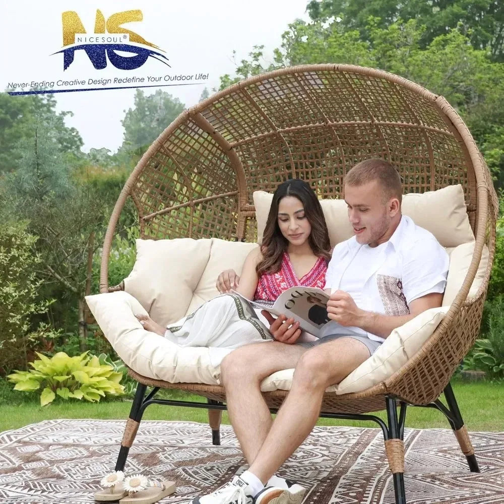 Double Egg Outdoor Lounge Chair For Patio Two Person