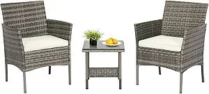 5 Piece Outdoor Patio Furniture Set Wicker Conversation Sofa