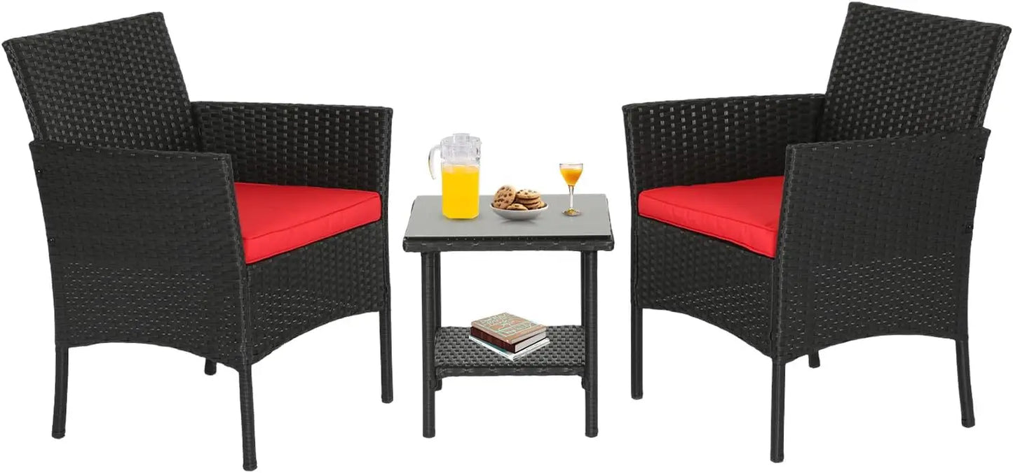 5 Piece Outdoor Patio Furniture Set Wicker Conversation Sofa