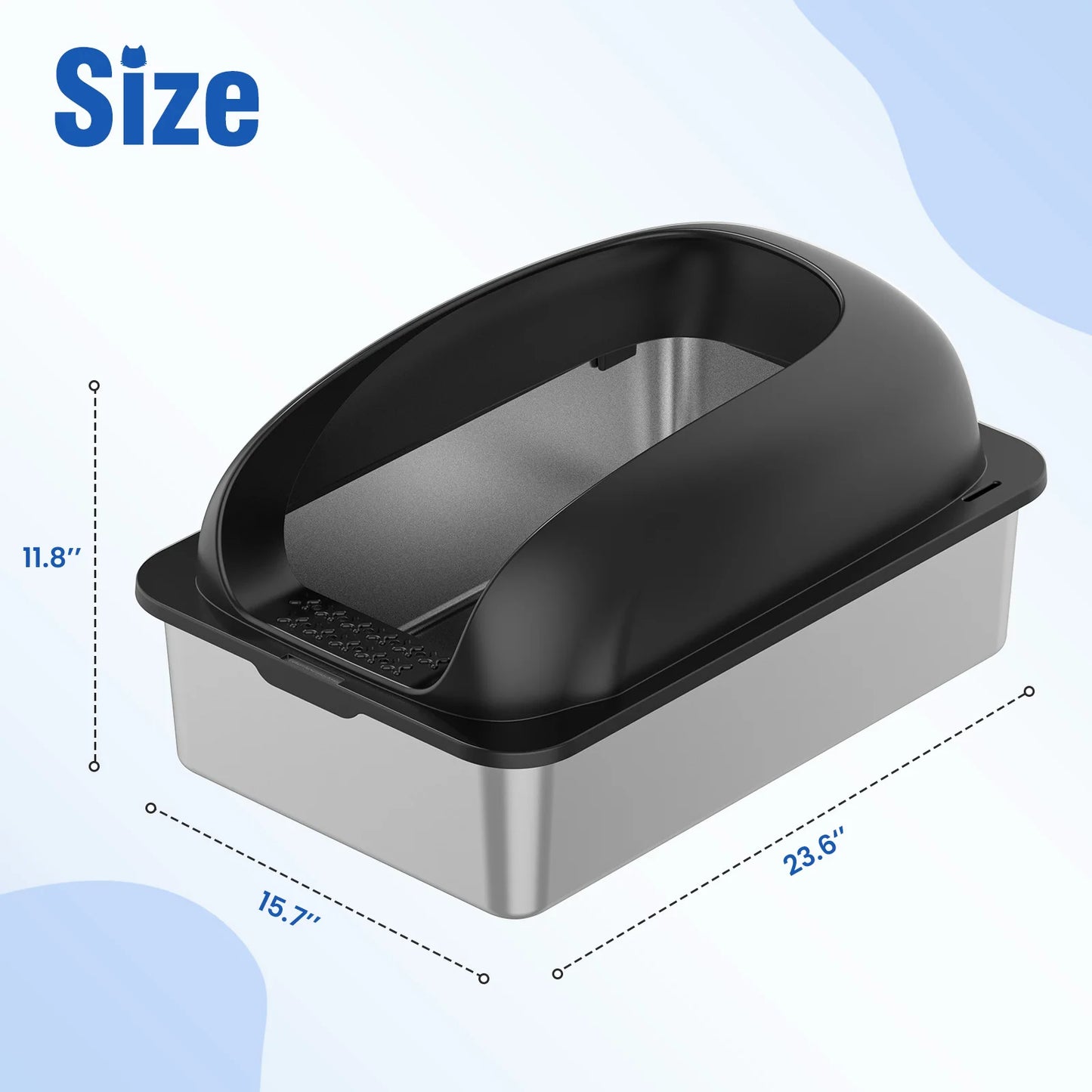 Stainless Steel Cat Litter Box With Lid For Large Cats