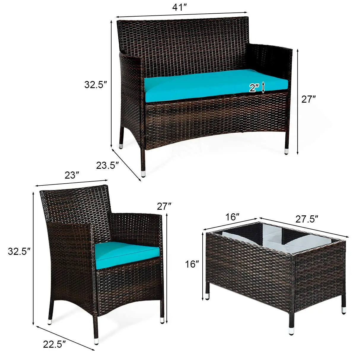 XIAOLANG 4-Piece Rattan Patio Set For Outdoor Comfort