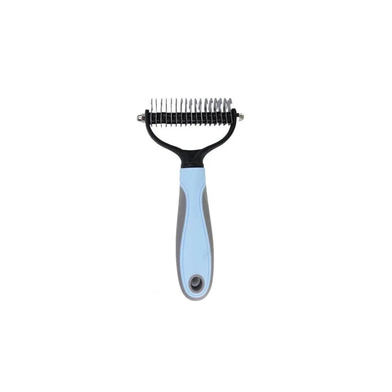 Pet Deshedding Brush Two Sided Grooming Comb Stainless Steel