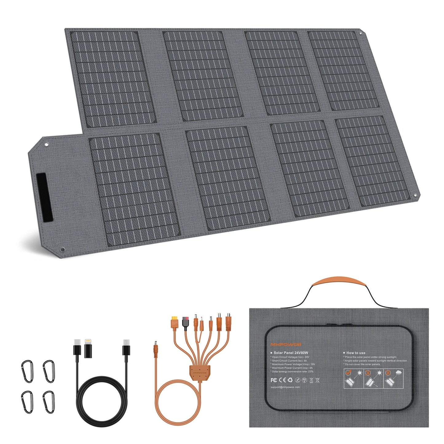 MHPOWOS Foldable Portable Solar Panel 80W 120W RV Camping