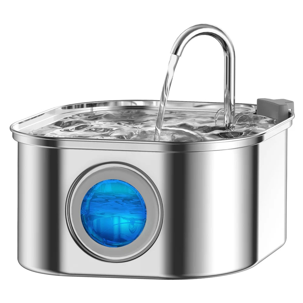 Stainless Steel Pet Water Fountain With LED Indicator Visual Level