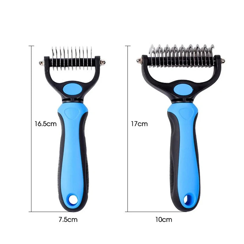 Pet Deshedding Brush Two Sided Grooming Comb Stainless Steel