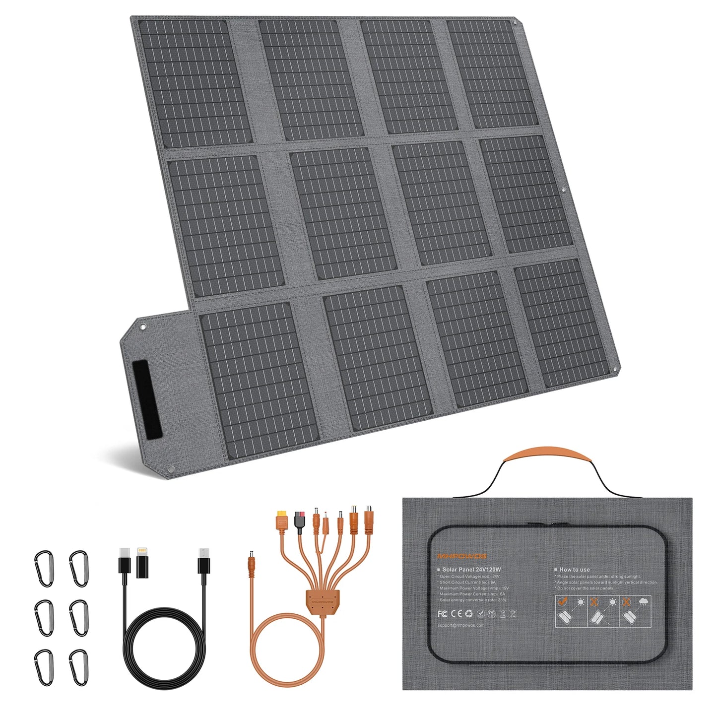 MHPOWOS Foldable Portable Solar Panel 80W 120W RV Camping