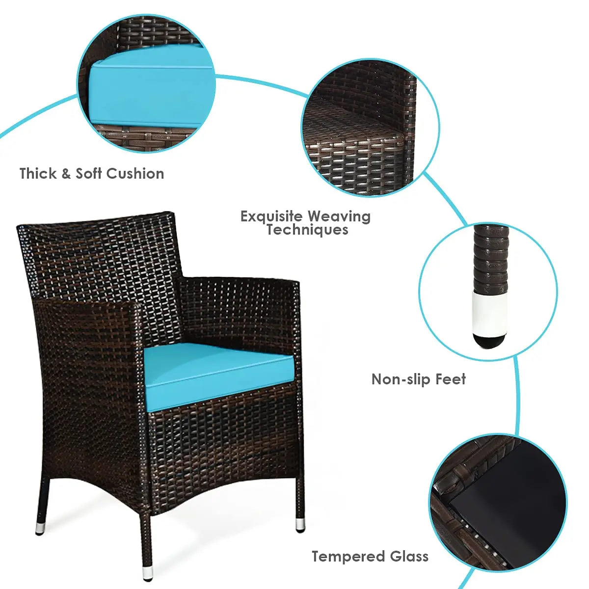 XIAOLANG 4-Piece Rattan Patio Set For Outdoor Comfort
