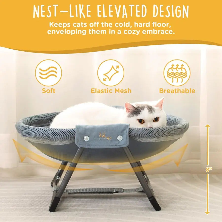 XMSJ Elevated Cat Hammock Bed Foldable Breathable Mesh