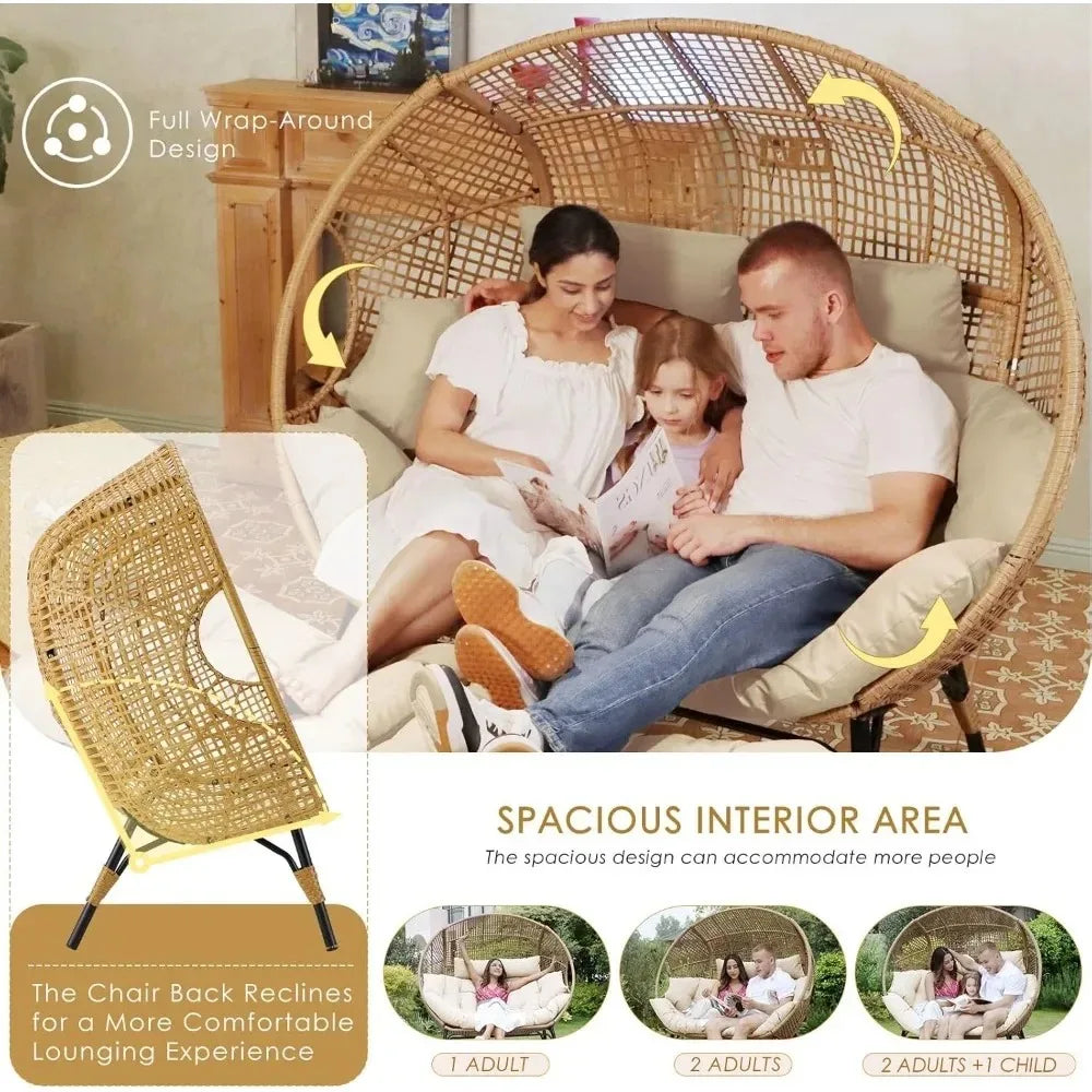 Double Egg Outdoor Lounge Chair For Patio Two Person