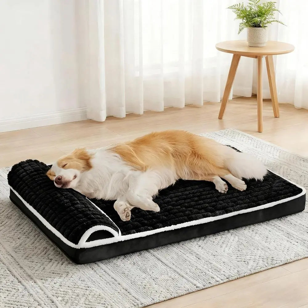 Orthopedic Dog Bed With Pillow, Waterproof Egg Crate Foam, Washable Cover