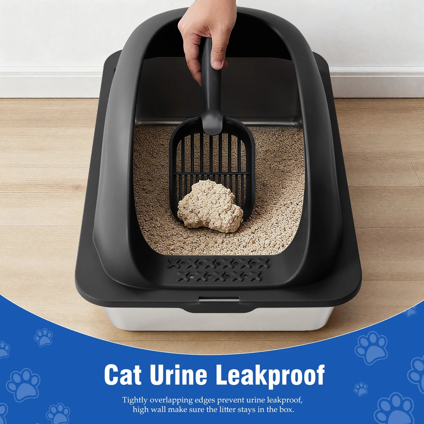 Stainless Steel Cat Litter Box With Lid For Large Cats