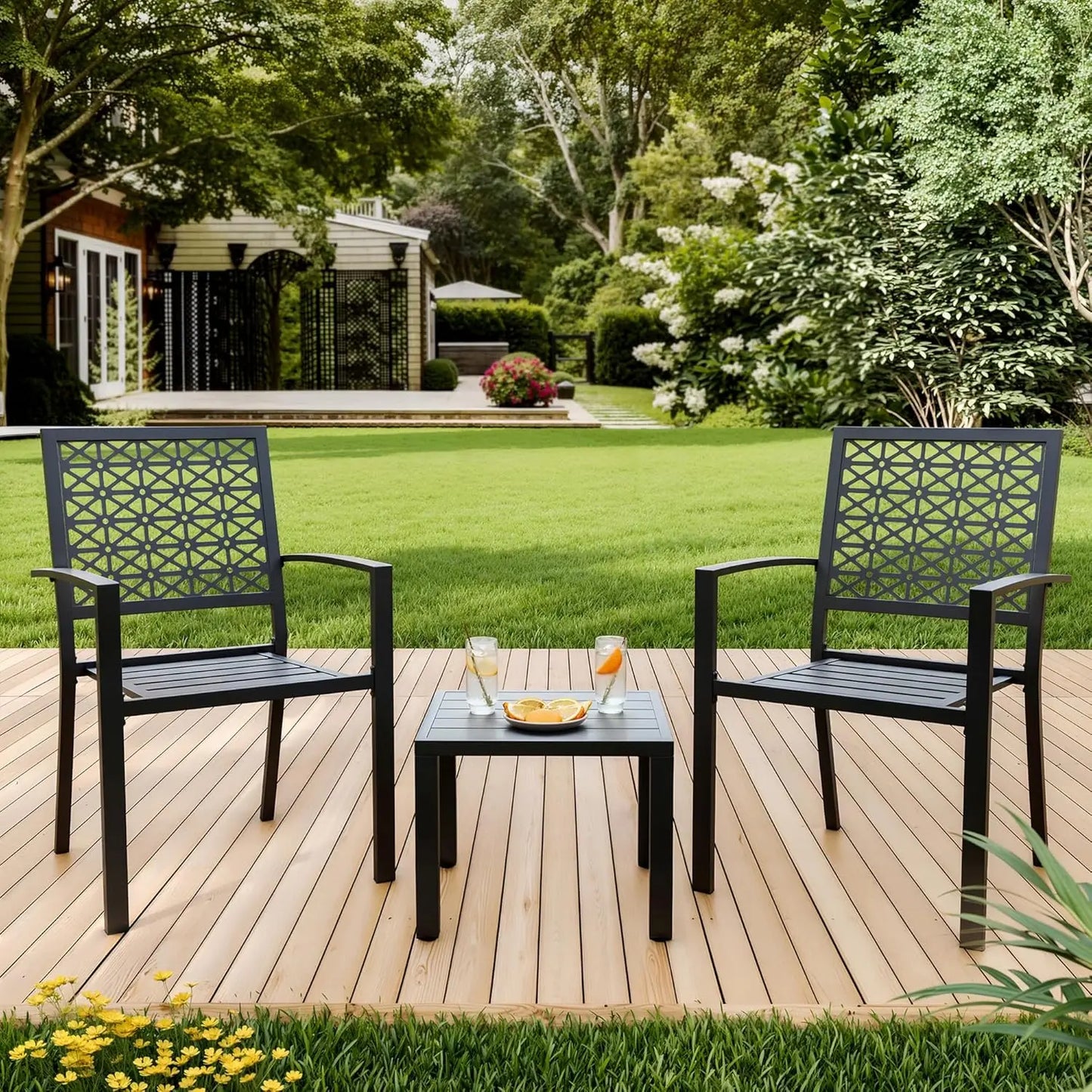 TWISTER.CK Patio Bistro Set 3-Piece Outdoor Table And Chairs