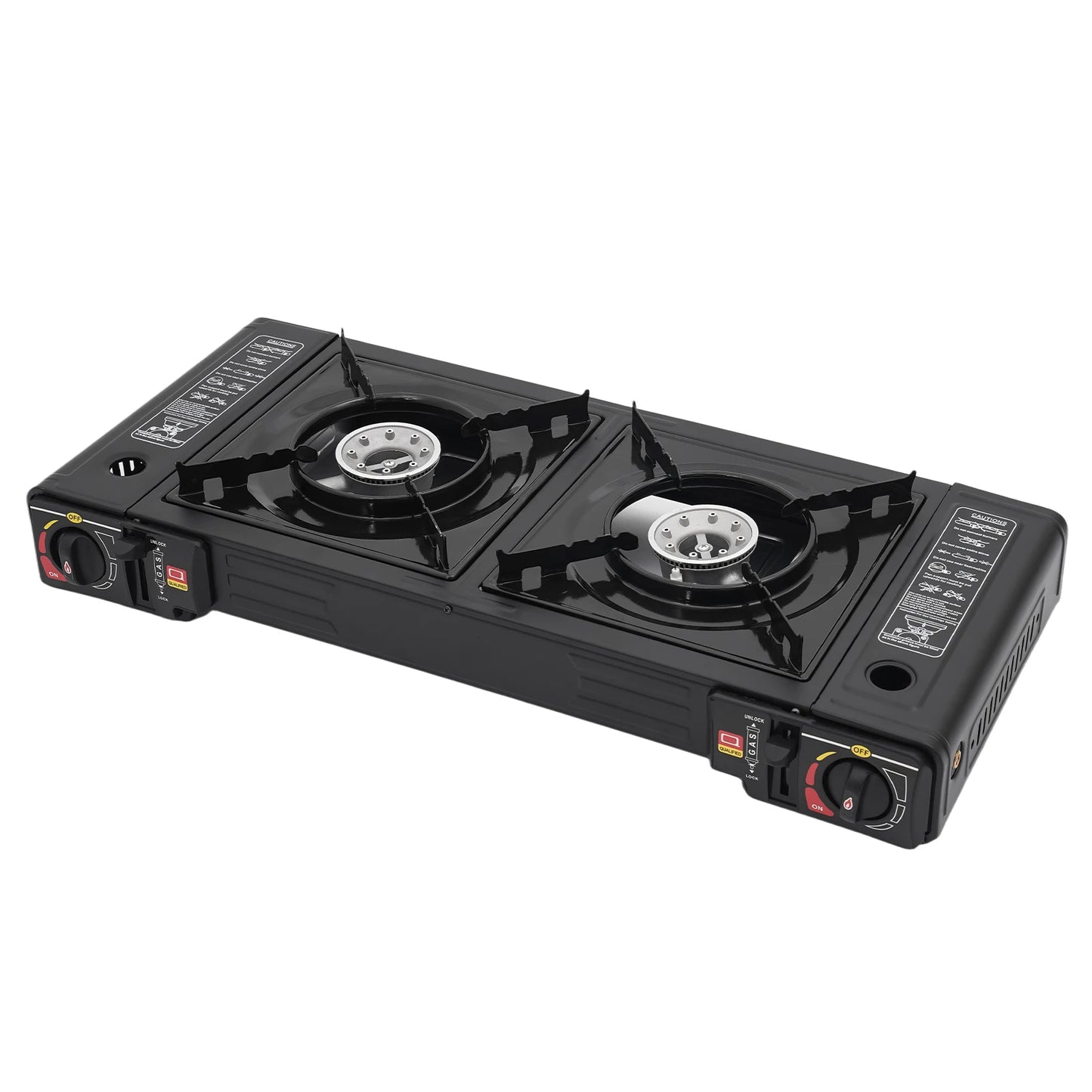 Two Burner Portable Gas Stove With Piezo Ignition And Carrying Case