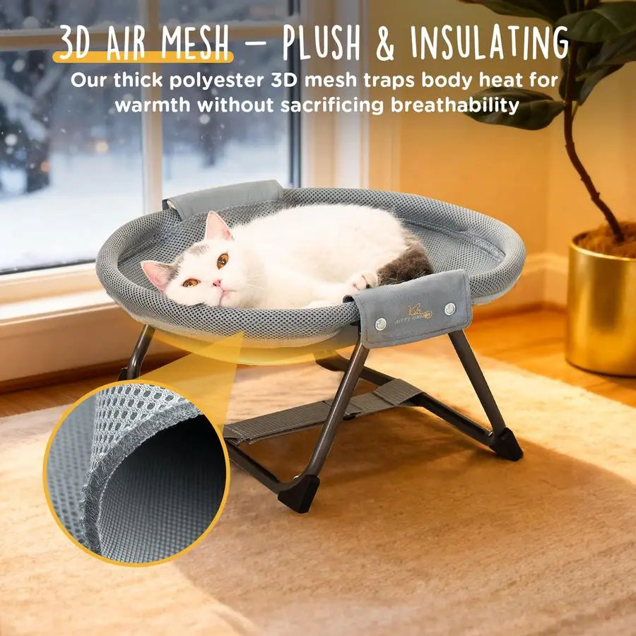 XMSJ Elevated Cat Hammock Bed Foldable Breathable Mesh