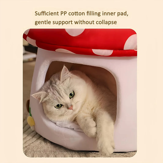 Mushroom Cat Bed Indoor Cat Cave With Removable Cushion