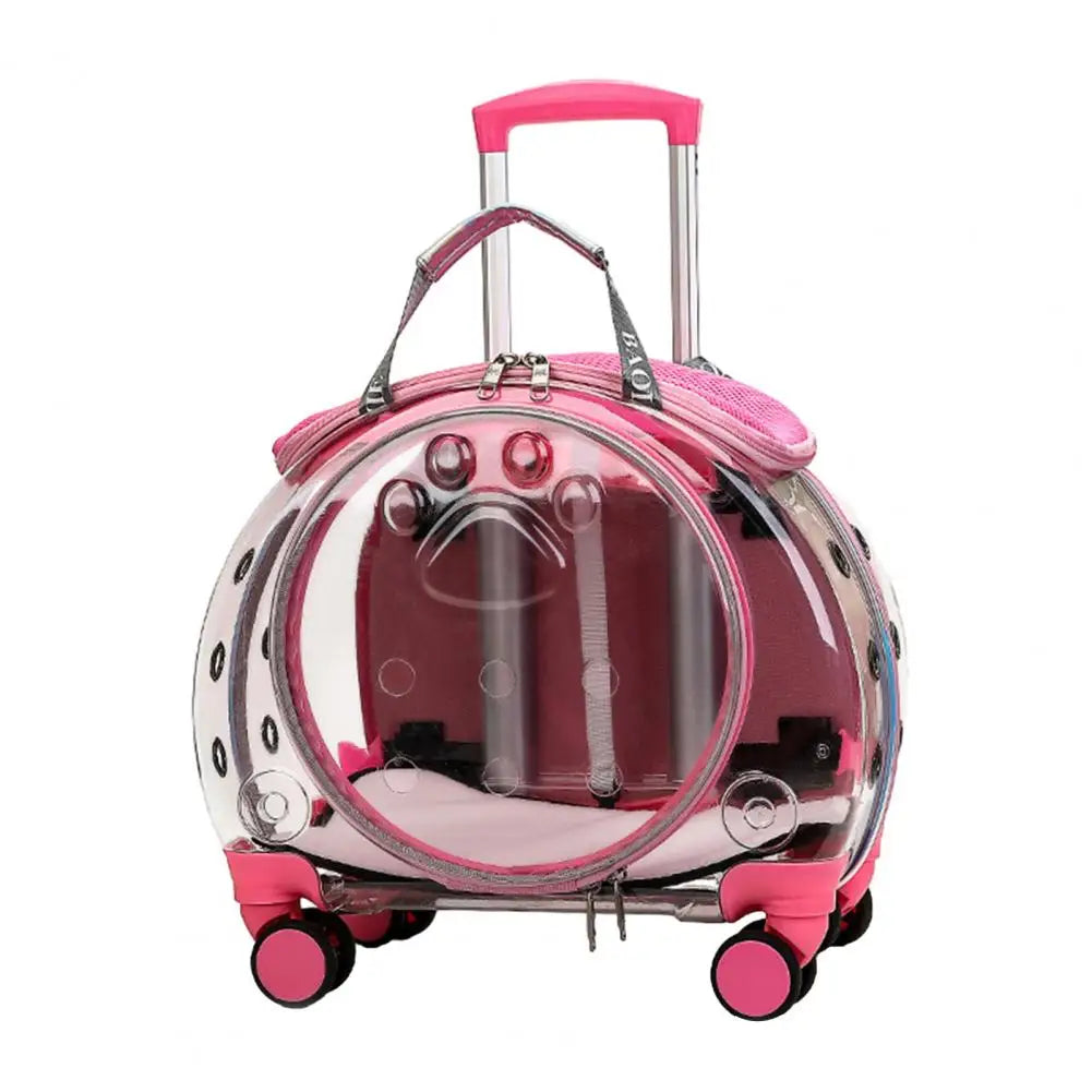 Portable Pet Trolley Case With Ventilation Holes And Silent Wheels For Cats
