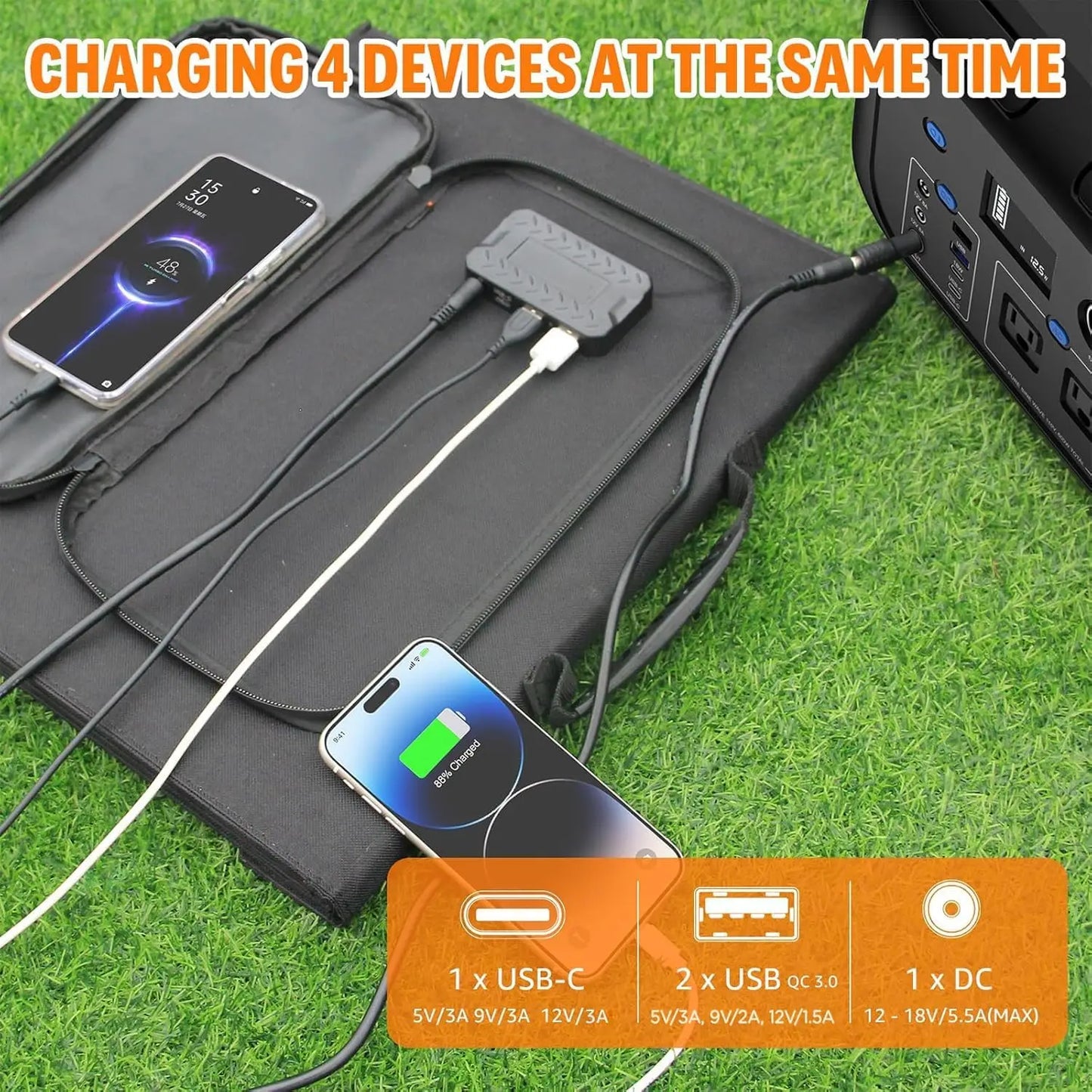 SinKeu Foldable Solar Panel Waterproof 100W 60W 40W Portable Charger