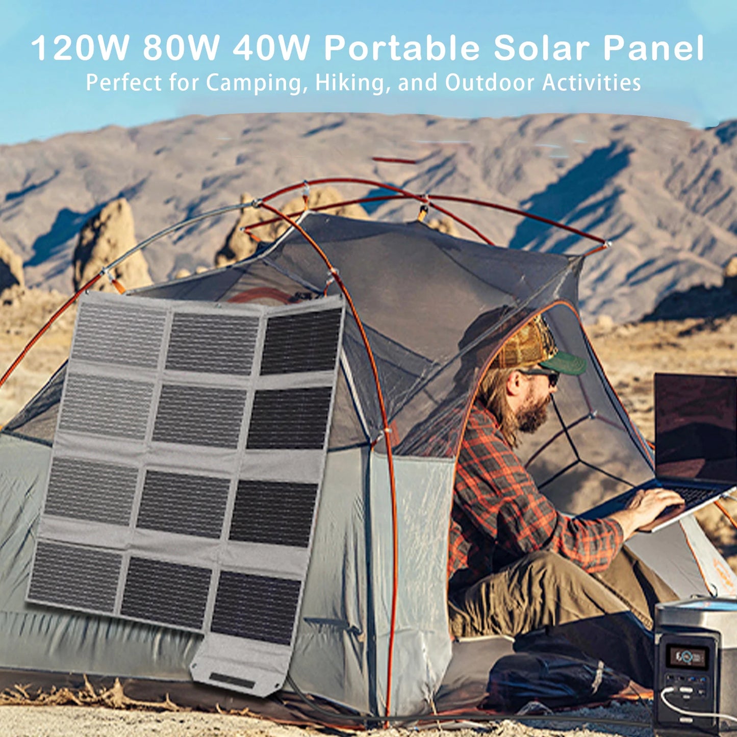 MHPOWOS Foldable Portable Solar Panel 80W 120W RV Camping