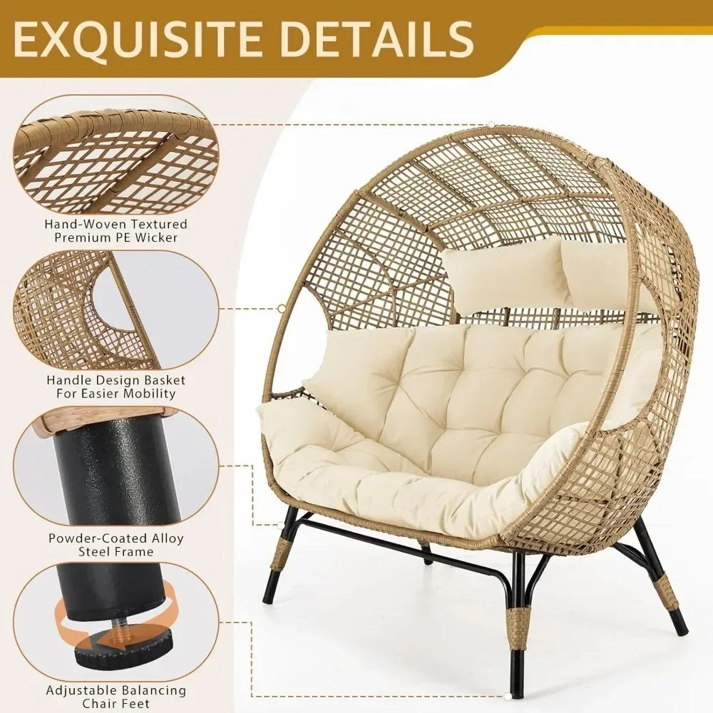Double Egg Outdoor Lounge Chair For Patio Two Person