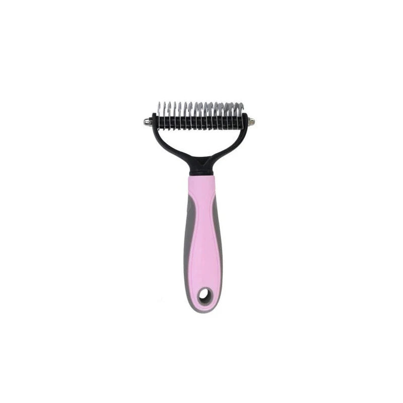 Pet Deshedding Brush Two Sided Grooming Comb Stainless Steel