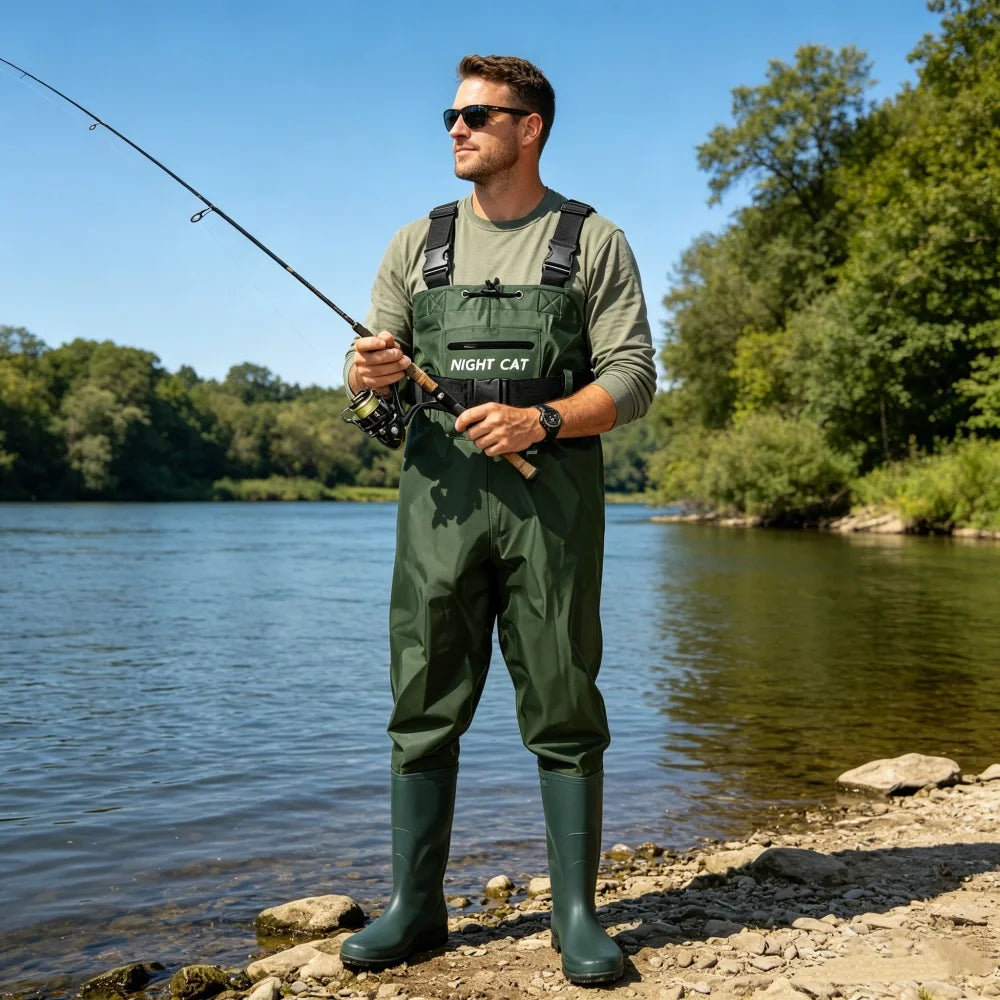 Night Cat Unisex Waterproof Chest Wader With Boots Breathable Lightweight