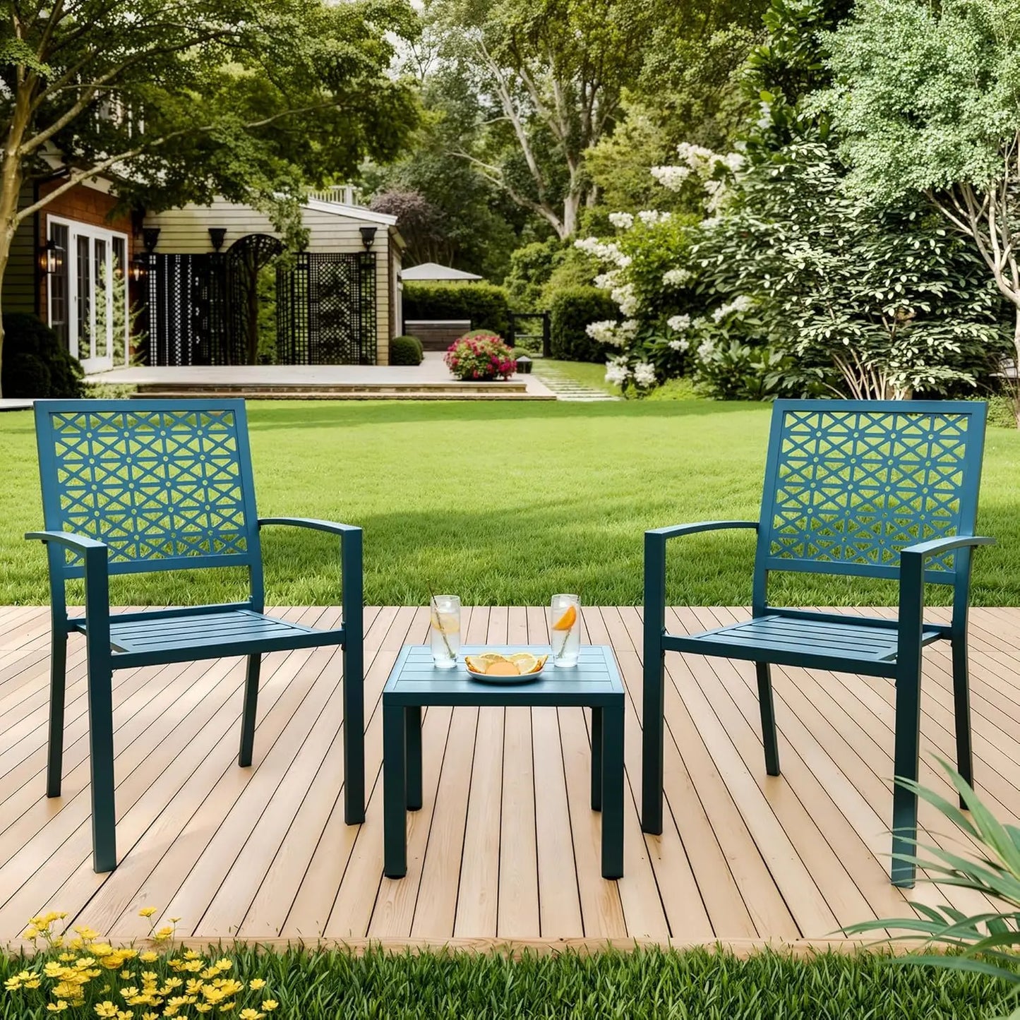 TWISTER.CK Patio Bistro Set 3-Piece Outdoor Table And Chairs