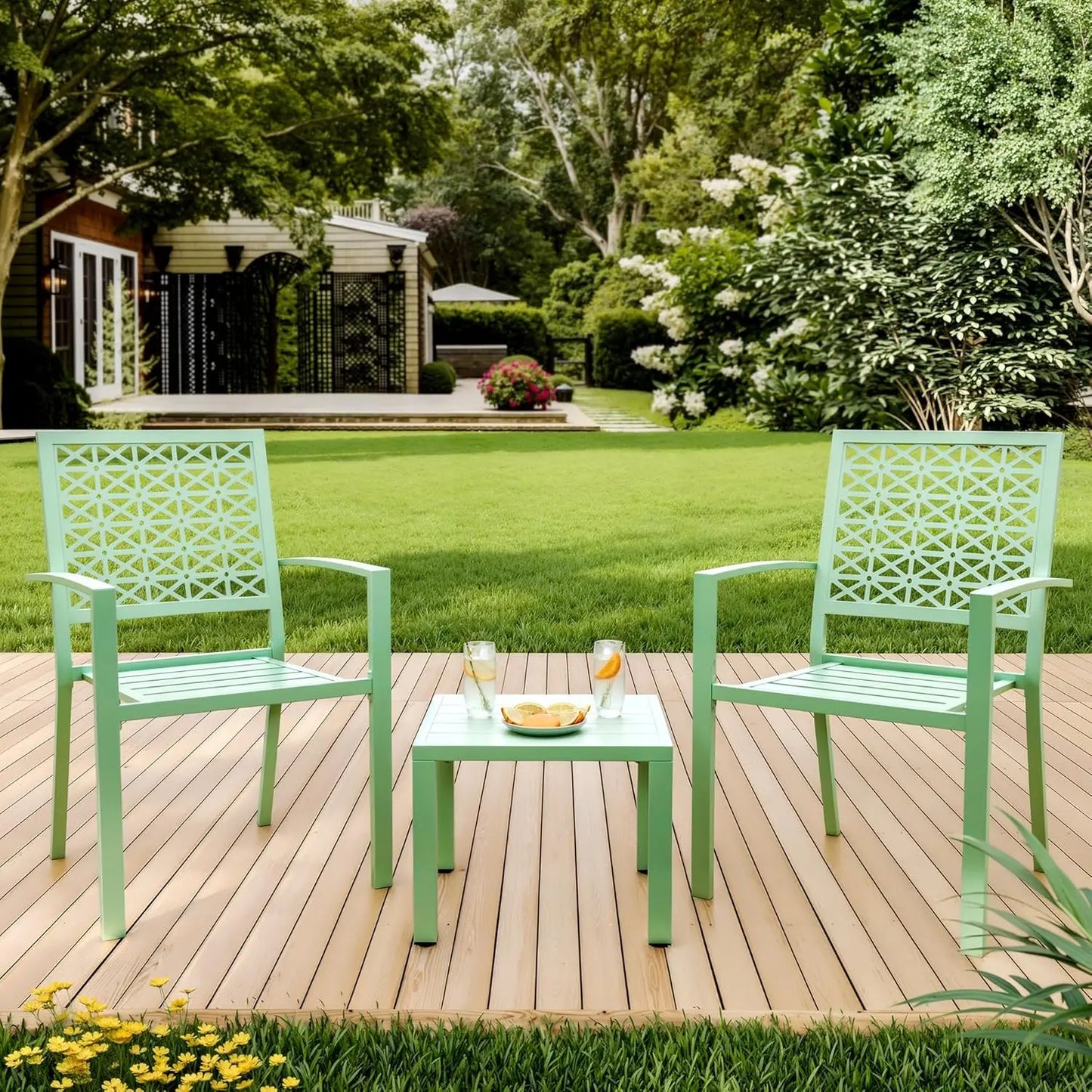 TWISTER.CK Patio Bistro Set 3-Piece Outdoor Table And Chairs