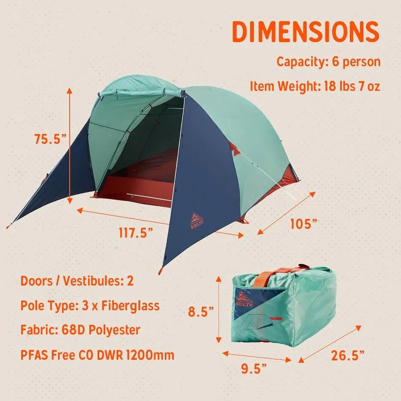 Freestanding Rumpus Tent For 4 To 6 People With Extra Large Vestibule