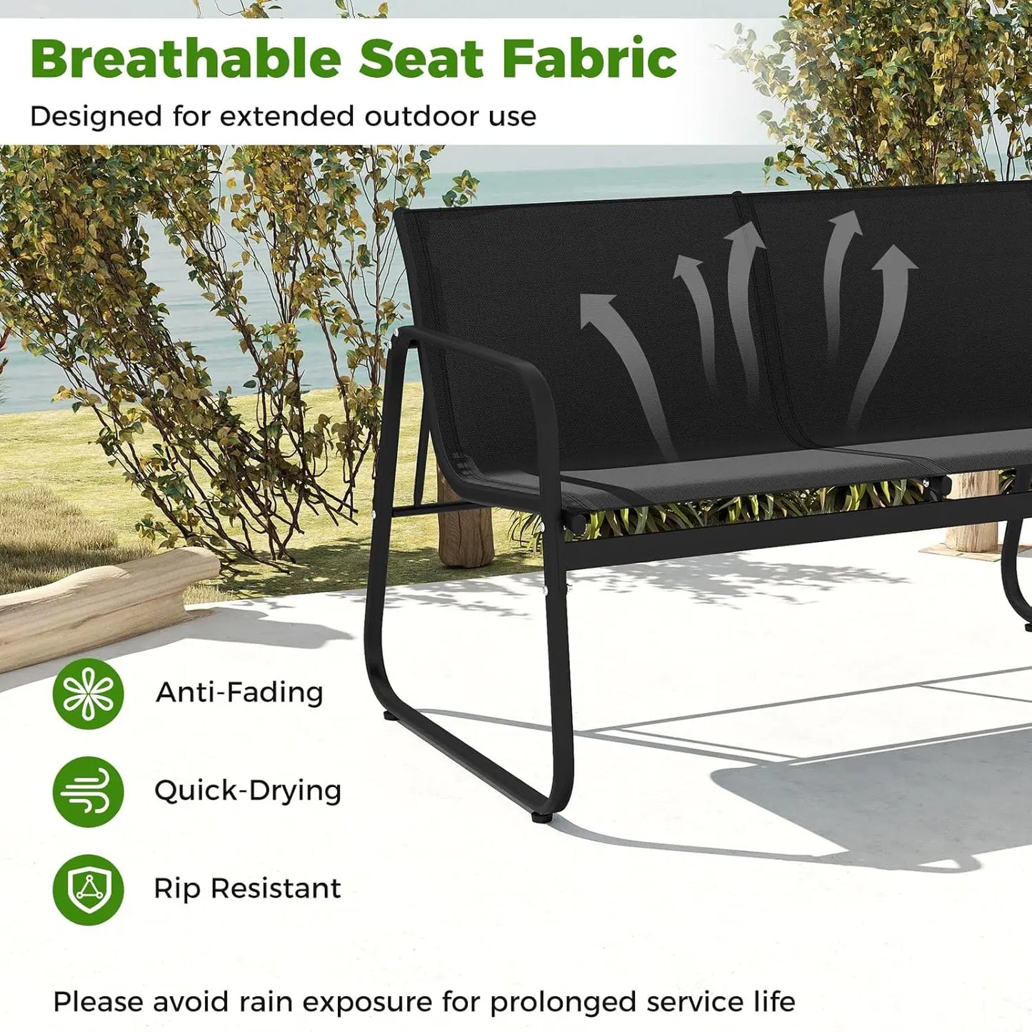 Outdoor 4 Piece Patio Furniture Set With Mesh Seat Fabric