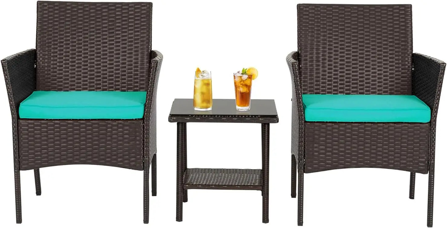 5 Piece Outdoor Patio Furniture Set Wicker Conversation Sofa
