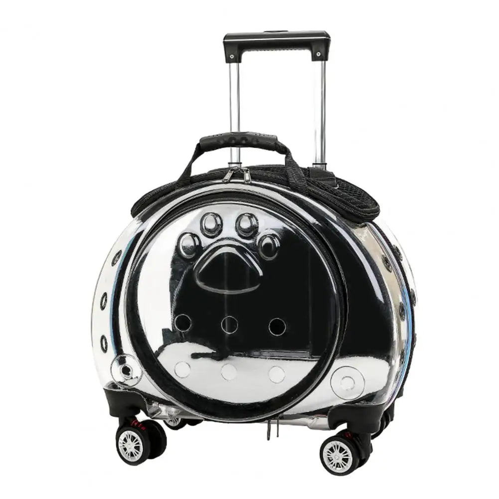 Portable Pet Trolley Case With Ventilation Holes And Silent Wheels For Cats