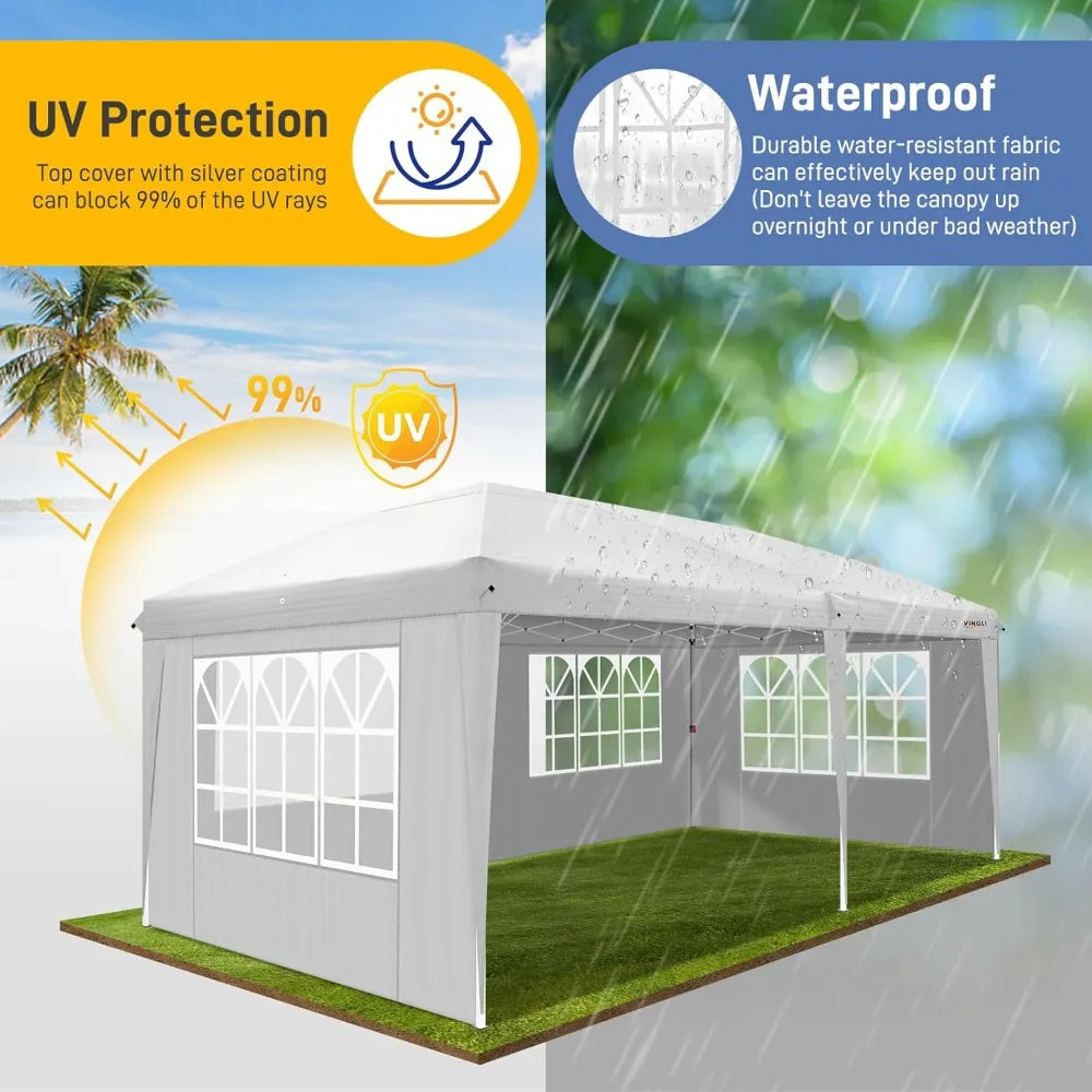 Pop Up Canopy Tent With Six Sidewalls And Carry Bag