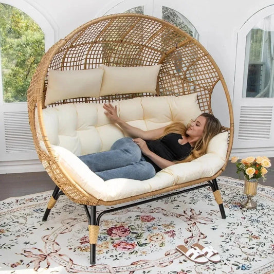 Double Egg Outdoor Lounge Chair For Patio Two Person