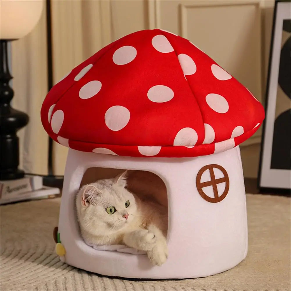 Mushroom Cat Bed Indoor Cat Cave With Removable Cushion
