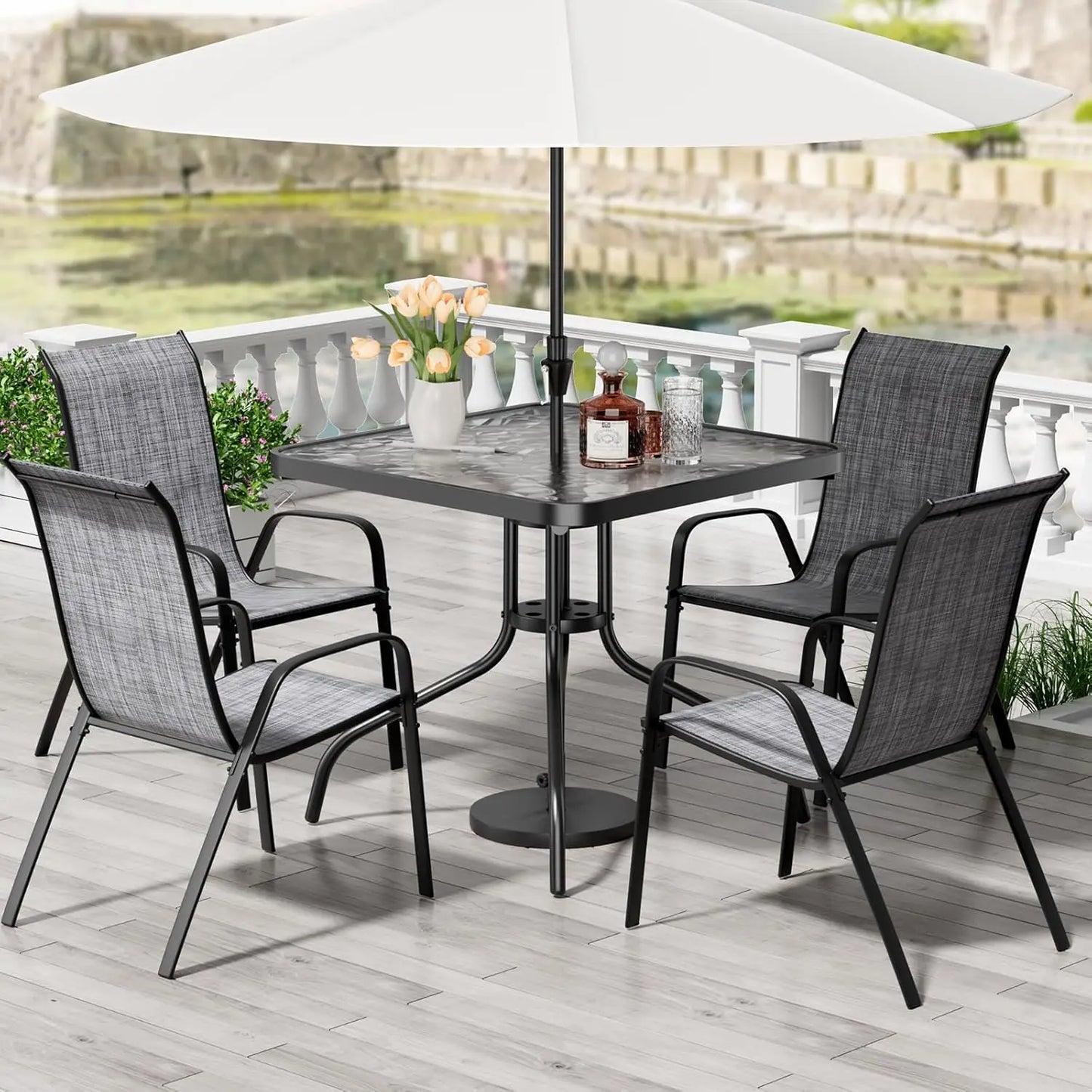 Patio Dining Set 5 Piece All Weather Outdoor Furniture