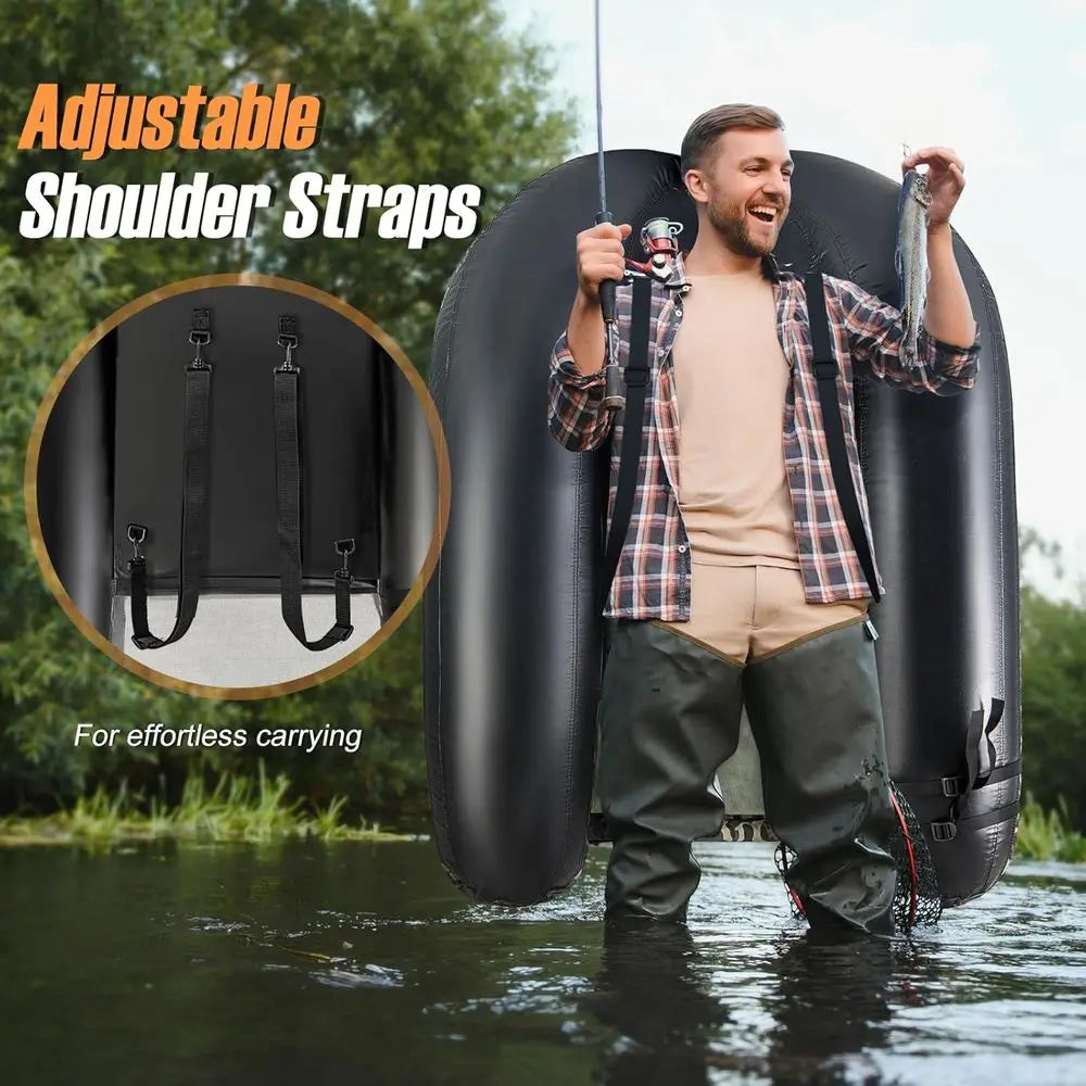 Inflatable Belly Boat With Fish Ruler Rod Holder Pump And Backpack