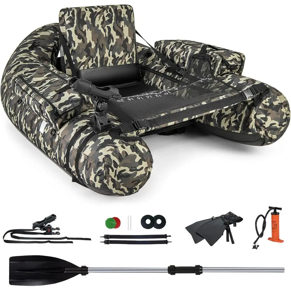 Inflatable Belly Boat With Fish Ruler Rod Holder Pump And Backpack