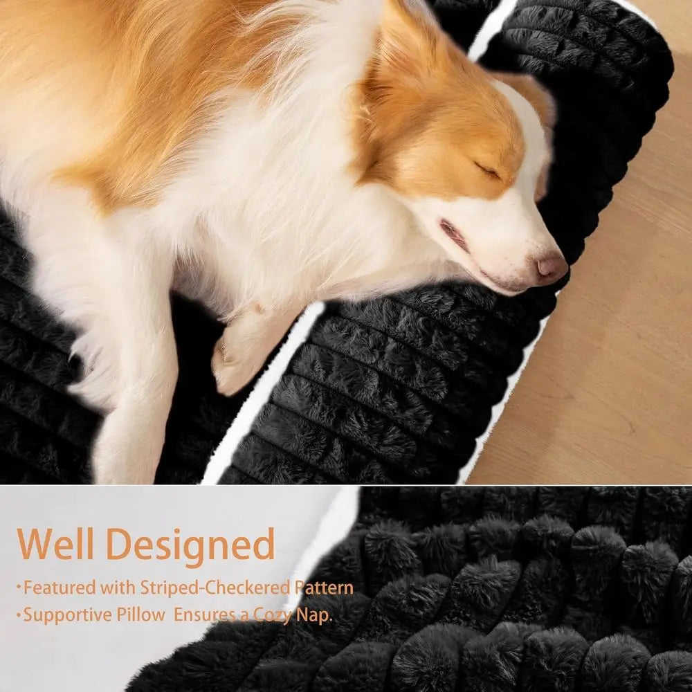 Orthopedic Dog Bed With Pillow, Waterproof Egg Crate Foam, Washable Cover