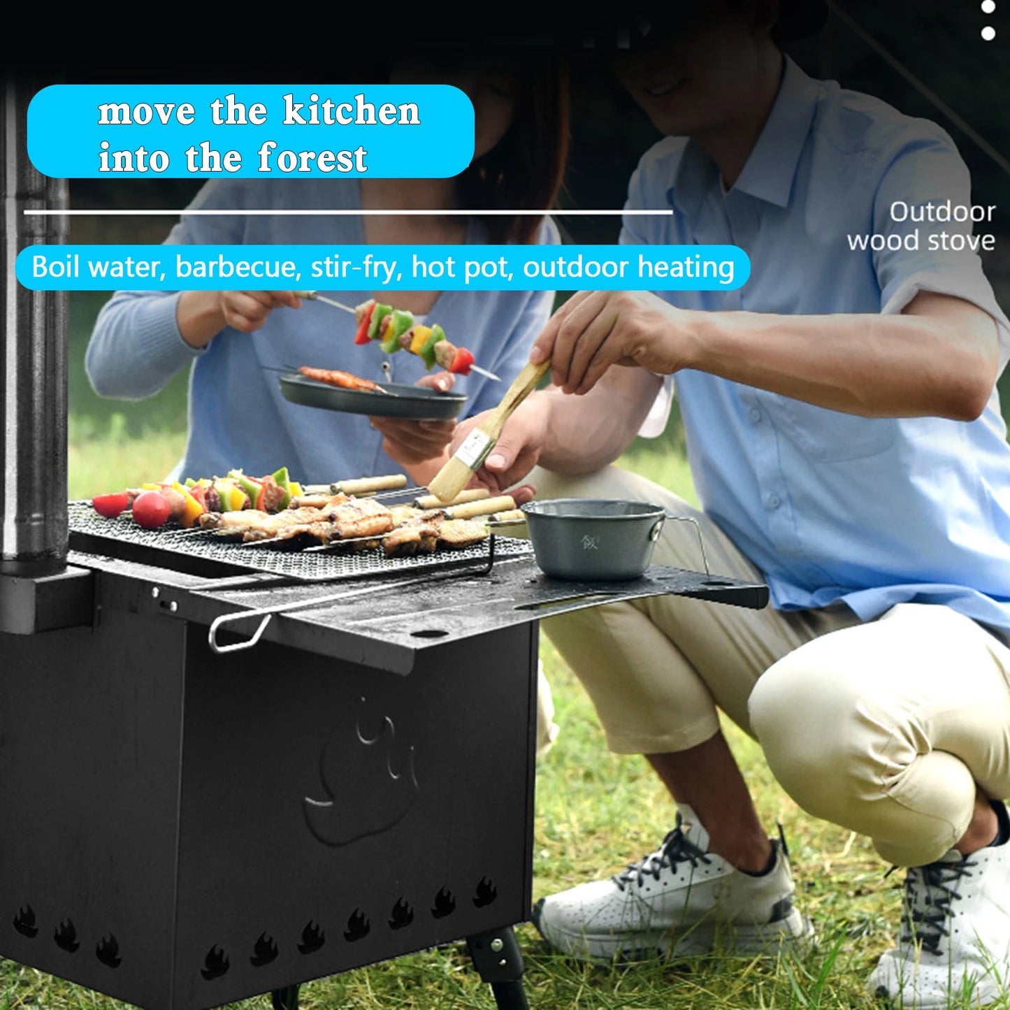 Portable Outdoor Wood Burning Camping Stove With Folding Design