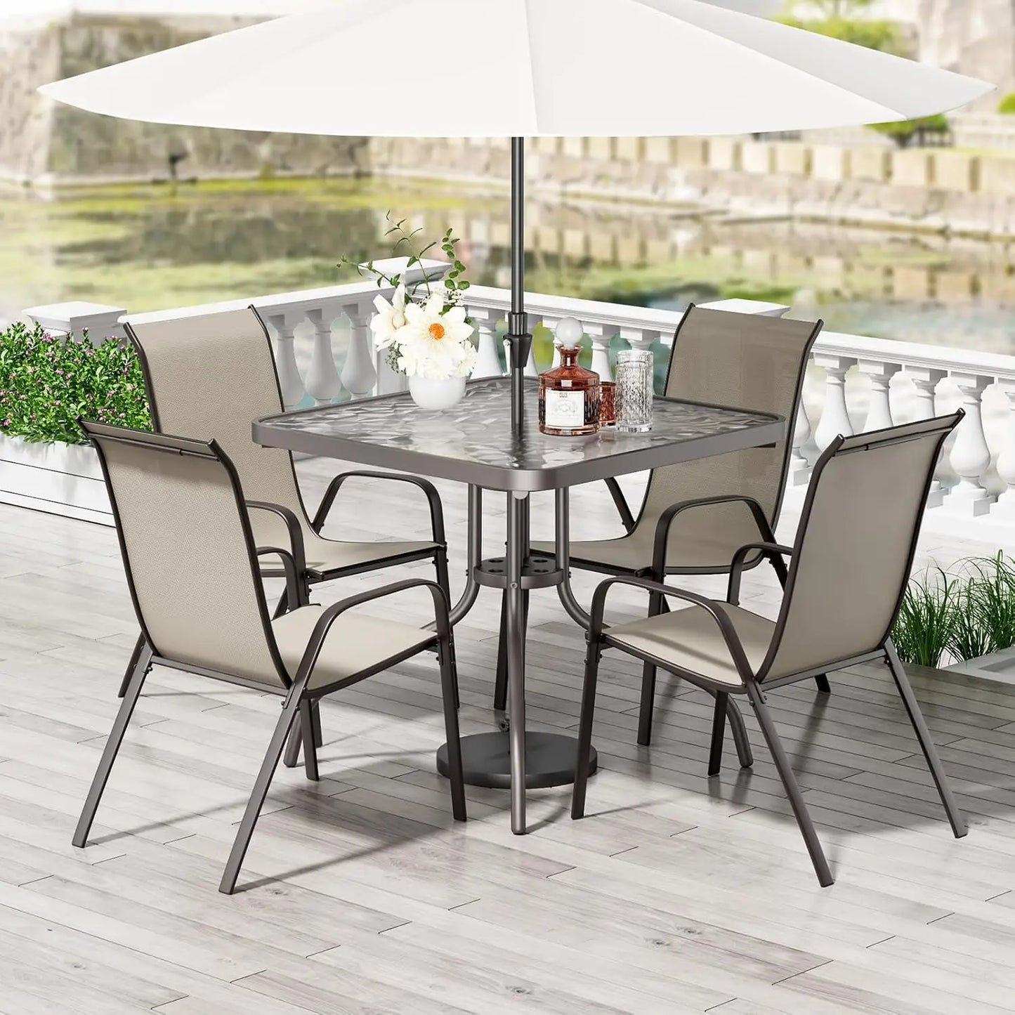 Patio Dining Set 5 Piece All Weather Outdoor Furniture
