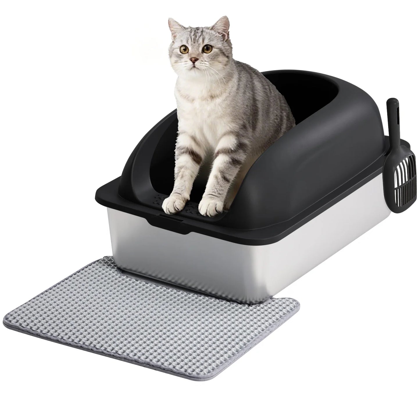 Stainless Steel Cat Litter Box With Lid For Large Cats