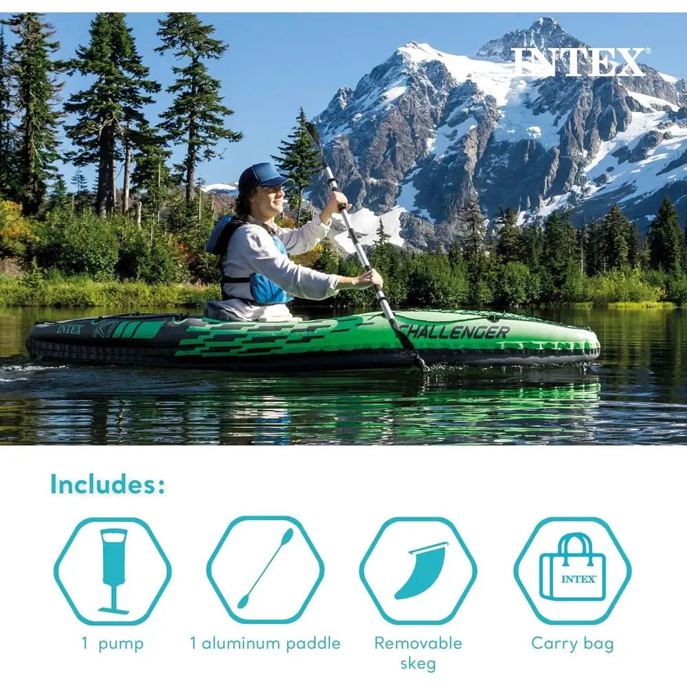 Deluxe Inflatable Kayak With Paddles And High Output Pump