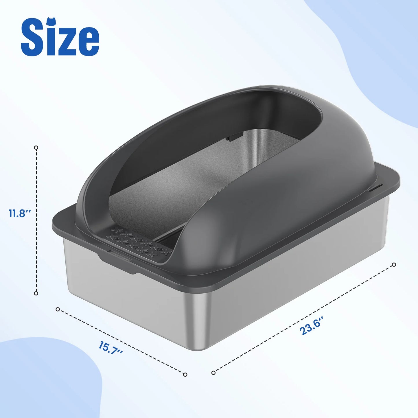 Stainless Steel Cat Litter Box With Lid For Large Cats