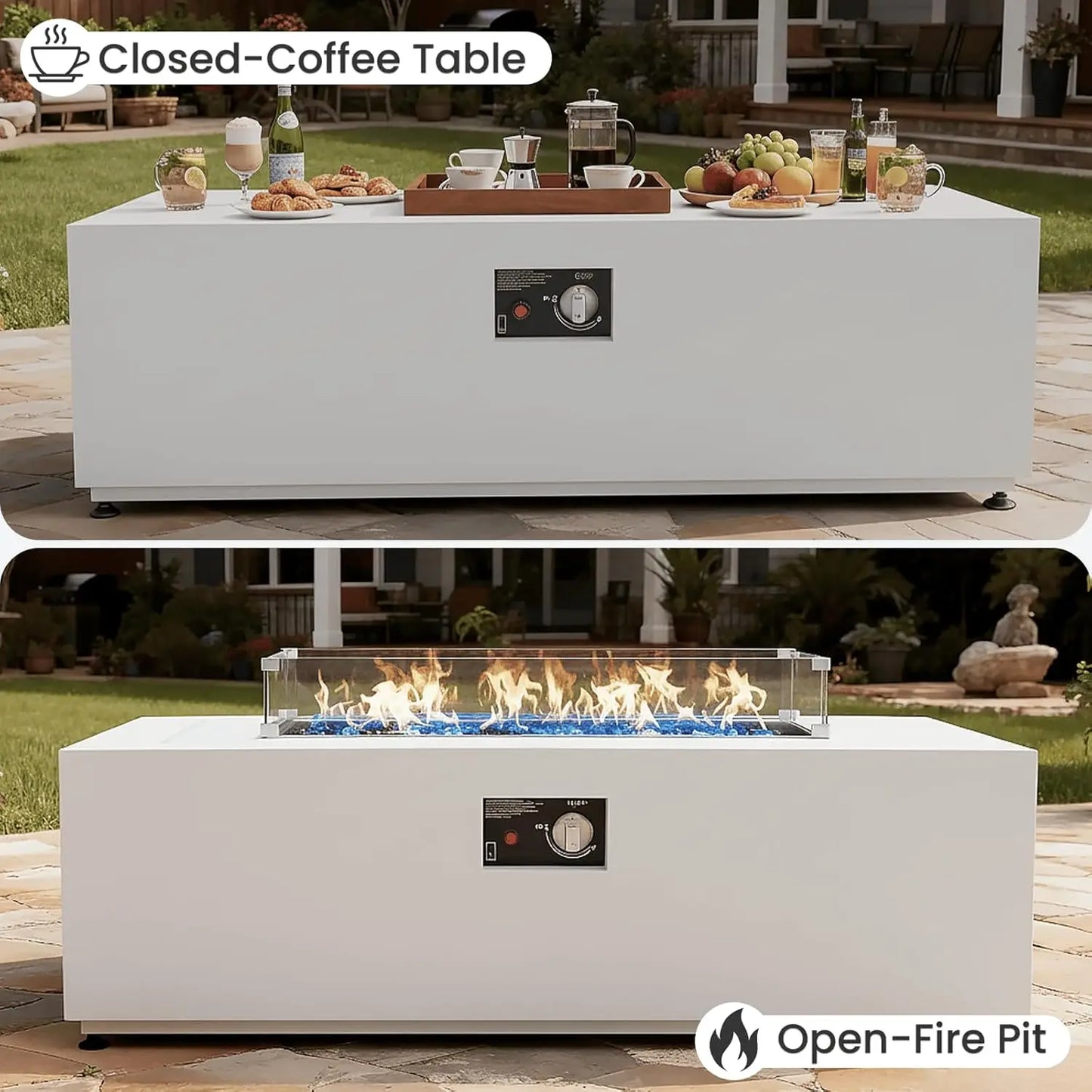 Propane Fire Pit Table Set Tank Holder And Wind Guard