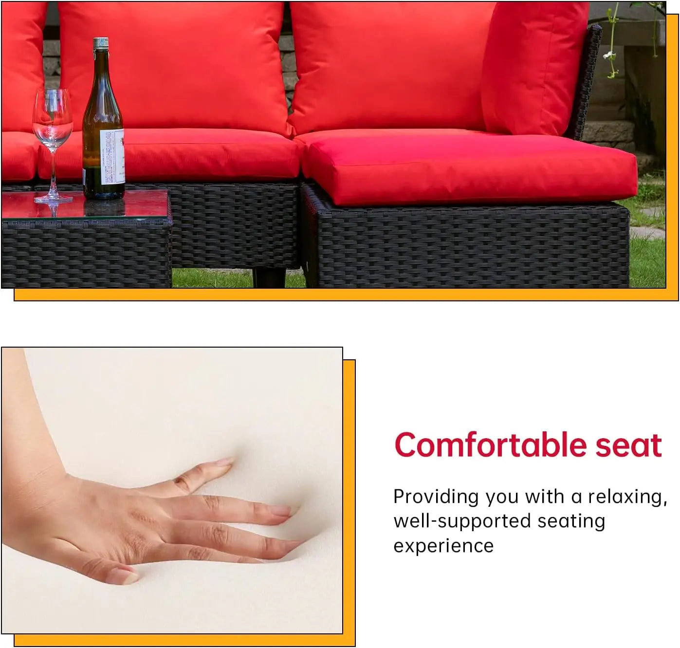 5 Piece Outdoor Patio Furniture Set Wicker Conversation Sofa